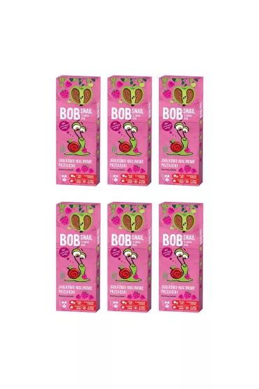 Bob Snail Przekska jabkowo-malinowa z owocw bez dodatku cukru Zestaw 6 x 30 g