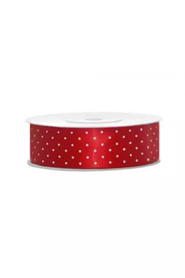 PartyDeco Tasiemka satynowa czerwony 25m x 25mm