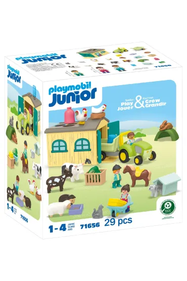 Playmobil Junior Przygoda na gospodarstwie z traktorem, przyczep� i zwierz�tami 71656