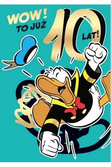 Kukartka Karnet B6 DS-025 Urodziny 10 Kaczor Donald