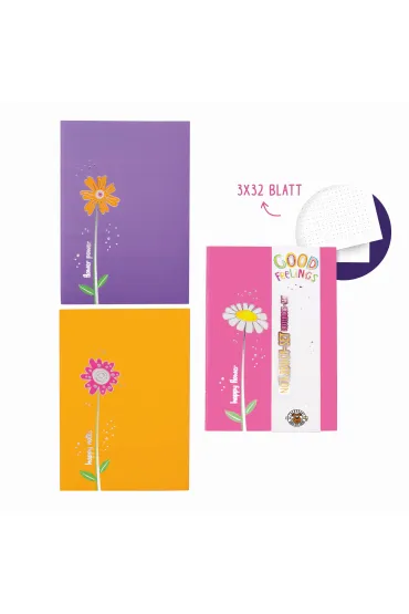 Good Feelings Happy Flowers Zestaw notatnik�w 3x32k.