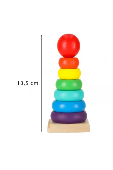 Wie�a piramida piramidka drewniana do uk�adania sorter kolorowy t�czowy 13cm