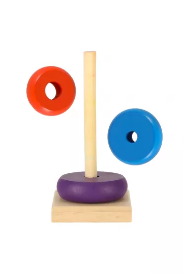 Wie�a piramida piramidka drewniana do uk�adania sorter kolorowy t�czowy 13cm