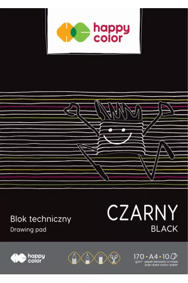 Happy Color Blok techniczny czarny A4 170g 10 kartek