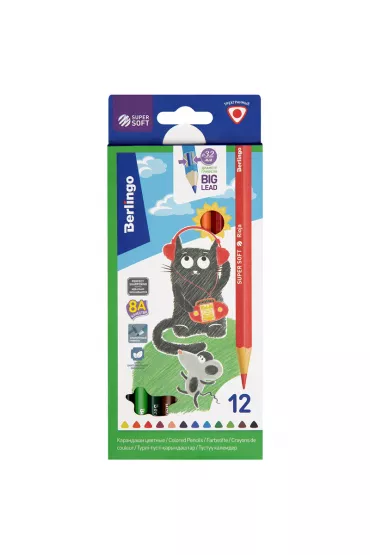 Kredki o��wkowe 12 kolor�w tr�jk�tne SuperSoft BERLINGO 514732