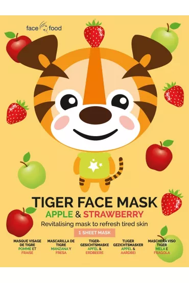7th Heaven Face Food Tiger Face Mask rewitalizuj�ca maseczka od�wie�aj�ca w p�achcie do sk�ry zm�czonej Apple & Strawberry