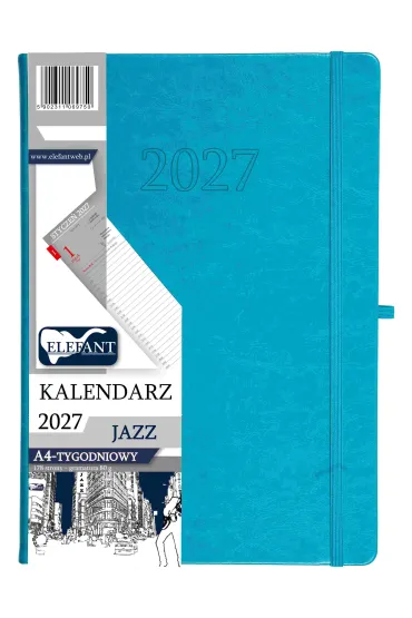 Kalendarz Jazz 2027 A4 tygodniowy turkusowy