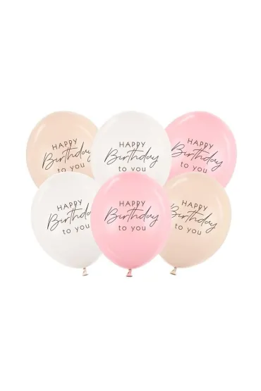 PartyDeco Balony Happy Birthday mix r�owy 30cm
