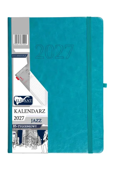 Kalendarz Jazz 2027 B5 tygodniowy turkusowy