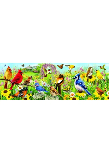 Puzzle panoramiczne 1000 el. Ptaki ogrodowe Eurographics