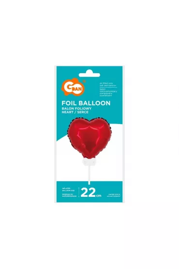 Godan Balon foliowy Serce z zaworem na patyku 11 cm