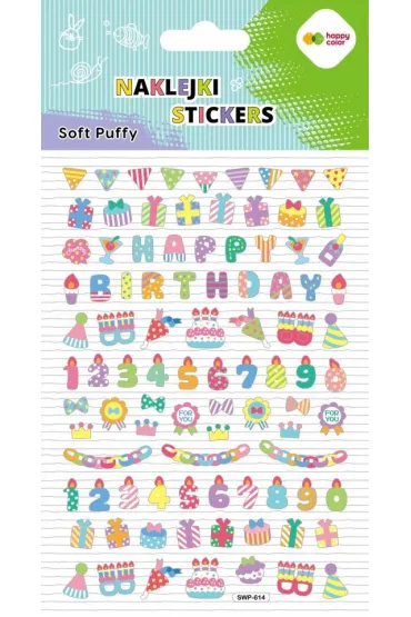 Happy Color Naklejki 3D SOFT PUFFY - Happy Birthday, 110X205 mm