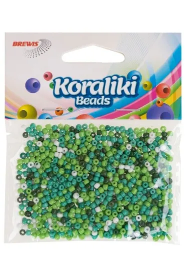 Brewis Koraliki akrylowe do nawlekania bia�e zielone 35mm