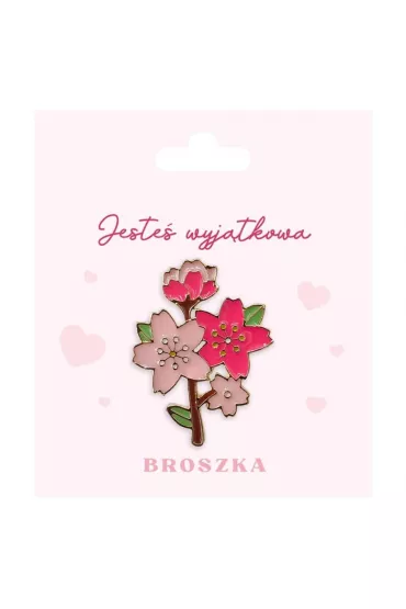 Be-Happy Gifts Broszka na prezent z czterema r�owymi kwiatami