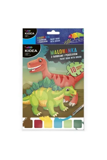 Malowanka z farbkami i p�dzelkiem - Dinozaury