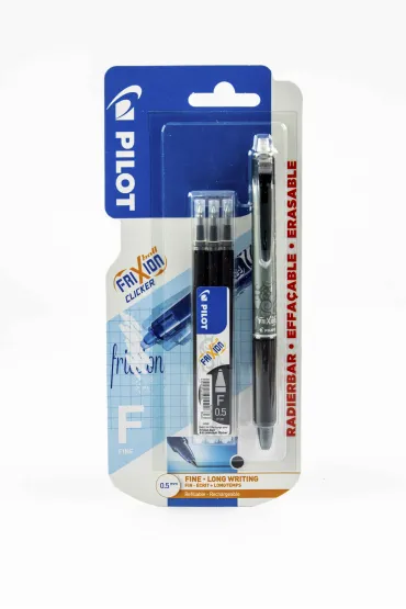 Pi�ro kulkowe Frixion Clicker Pilot 0,5 czarne +wk�ady x3 blister