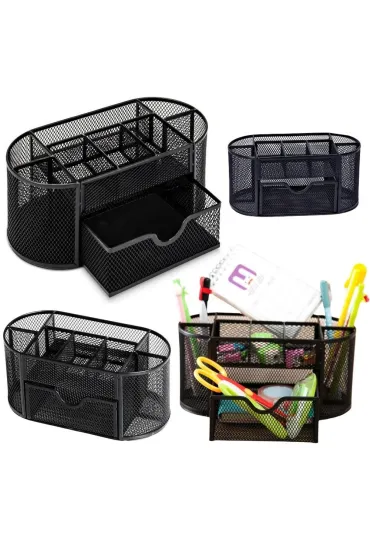 LeanToys Organizer biurowy metalowy czarny