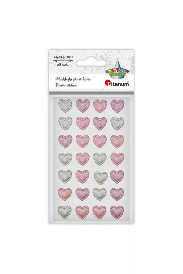 Titanum Naklejki plastikowe serca 14x14mm 28 szt mix