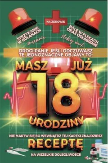 Yeku Karnet Urodzinowy z recept� 18