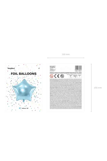 PartyDeco Balon foliowy Gwiazdka b��kitna 48cm