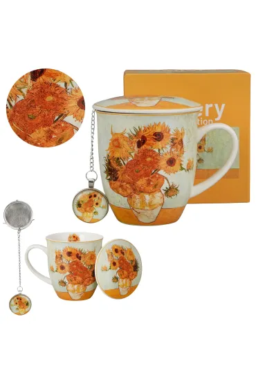 Duo Sp. z o.o. Kubek z zaparzaczem i zawieszka SUNFLOWERS Van Gogh 400 ml