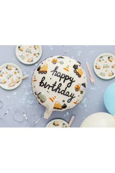 PartyDeco Balon foliowy Pojazdy budowlane 45cm