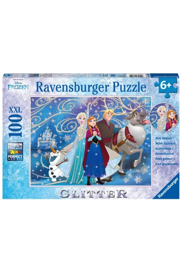 Puzzle 100 el. XXL Kraina Lodu B�yszcz�cy �nieg Brokat Ravensburger