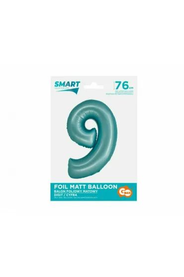 Godan Balon foliowy Smart cyfra 9 niebieski matowy 76cm