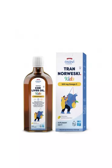 Osavi Tran Norweski Kids 500 mg cytrynowy Suplement diety dla dzieci 250 ml