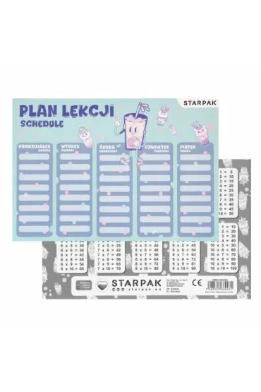 Starpak Plan lekcji z tabliczk� mno�enia Bubble Tea 25 szt.