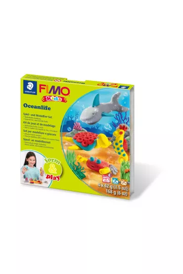 Staedtler Fimo Masa plastyczna termoutwardzalna Form&Play Ocean, 42g, 4 kostki, zestaw z akcesoriami 4x42g