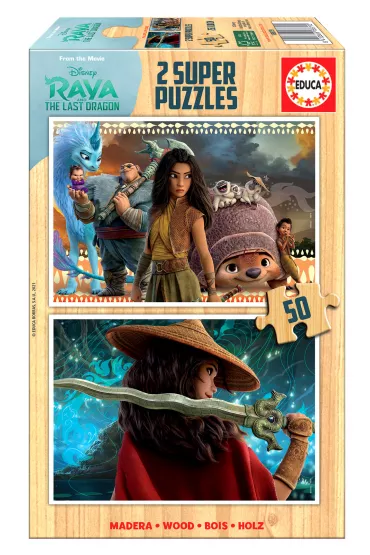 Puzzle drewniane 2 x 50 el. Raya i ostatni smok Educa