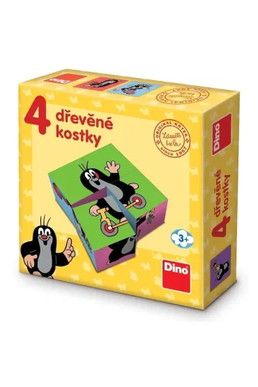 Drewniane klocki obrazkowe Krecik 4el