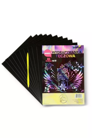 Wydrapywanka t�czowa A5 10 arkuszy WZ-07 multikolor + 2 rylce Polsirhurt