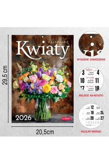 Opress Kalendarz 2026 A4 wieloplanszowy Kwiaty
