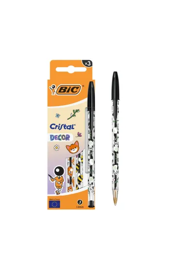 D�ugopis Cristal Kawaii 1mm czarny 3 szt BIC