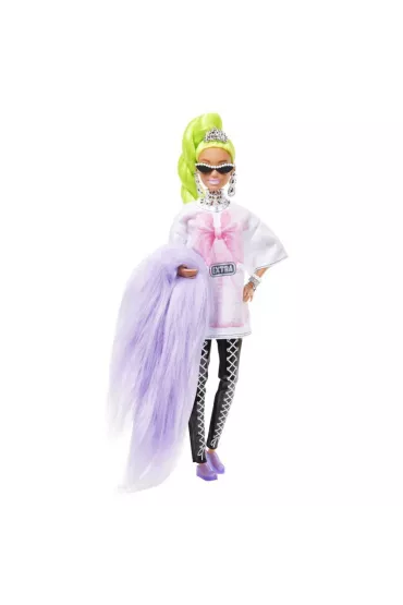 Barbie Extra Lalka Biaa tunika/Neonowe zielone wosy HDJ44 Mattel