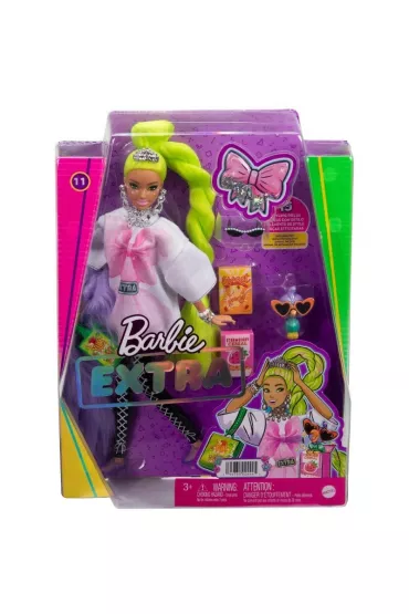 Barbie Extra Lalka Biaa tunika/Neonowe zielone wosy HDJ44 Mattel