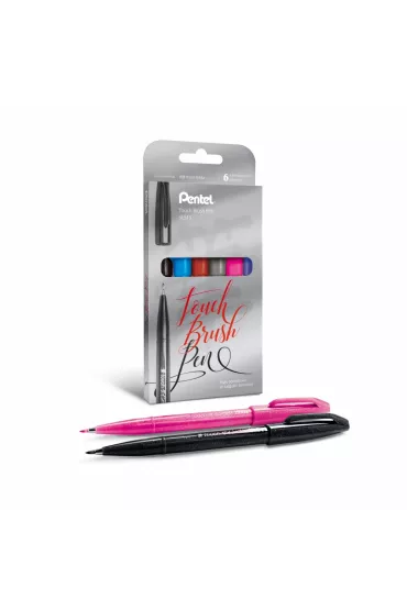 Pentel Pisak/p�dzelek do kaligrafii SES15 6 szt.