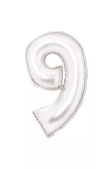 Amscan Balon foliowy cyfra 9 satynowa bia�a 86cm