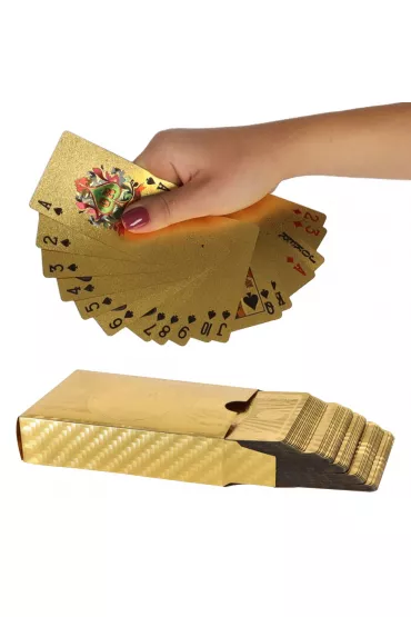 Karty do gry pokera plastikowe z�ote w ozdobnej szkatu�ce