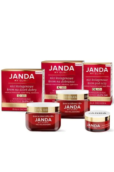 Janda Zestaw prezentowy Nici kolagenowe 60+: krem na dzie� dobry, krem na dobranoc, krem pod oczy 2 x 50 ml + 15 ml