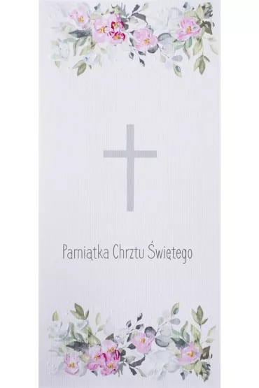 Karnet Chrzest DL C18 - Krzy� kwiaty r�