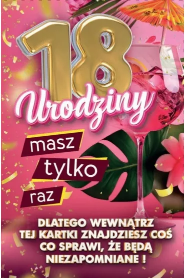 Yeku Karnet Urodziny z nak�adk� na butelk� 18