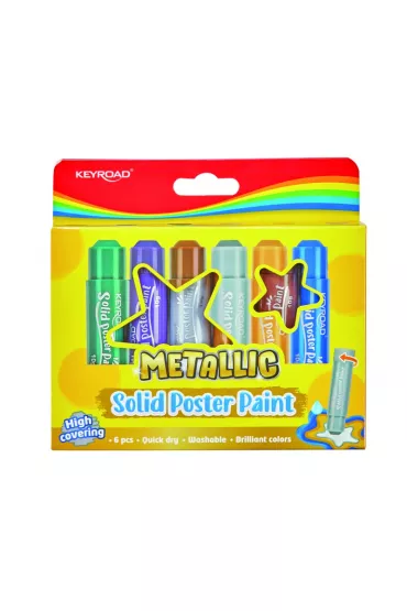 Farby plakatowe w sztyfcie KEYROAD 6 kolor�w metalicznych 6 x 10 g