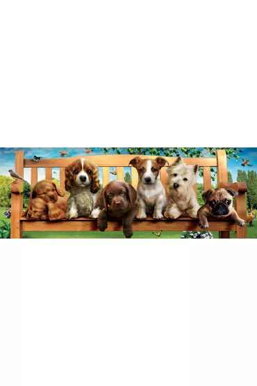 Puzzle panoramiczne 1000 el. Szczeni�ta na �awce Educa