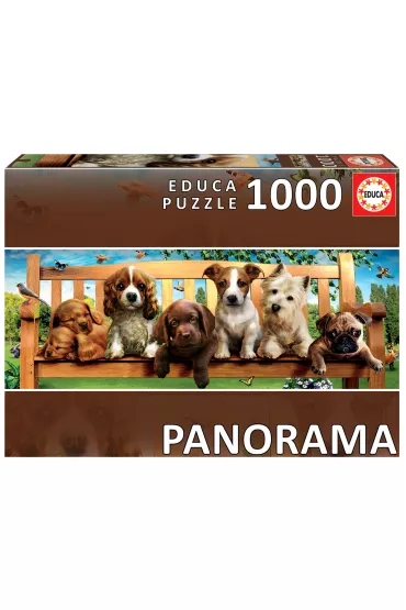 Puzzle panoramiczne 1000 el. Szczeni�ta na �awce Educa
