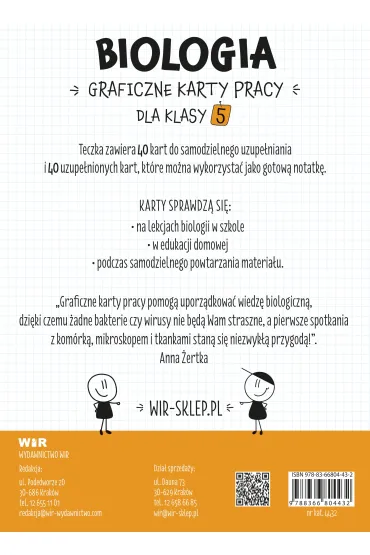 Biologia. Graficzne karty pracy dla klasy 5 - Anna  �ertka