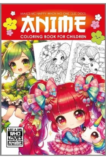 Kolorowanka A4 Anime Dla Dzieci czerwona