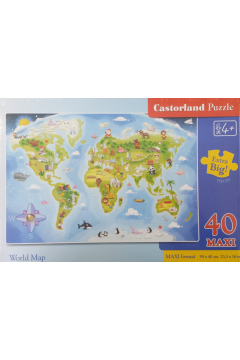 Puzzle 40 el. Mapa wiata Castorland